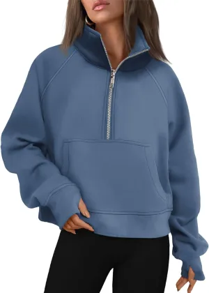 AUTOMET Womens Sweatshirts Half Zip Cropped Pullover Fleece Quarter Zipper Hoodies 2025 Fall Fashion Outfits Clothes