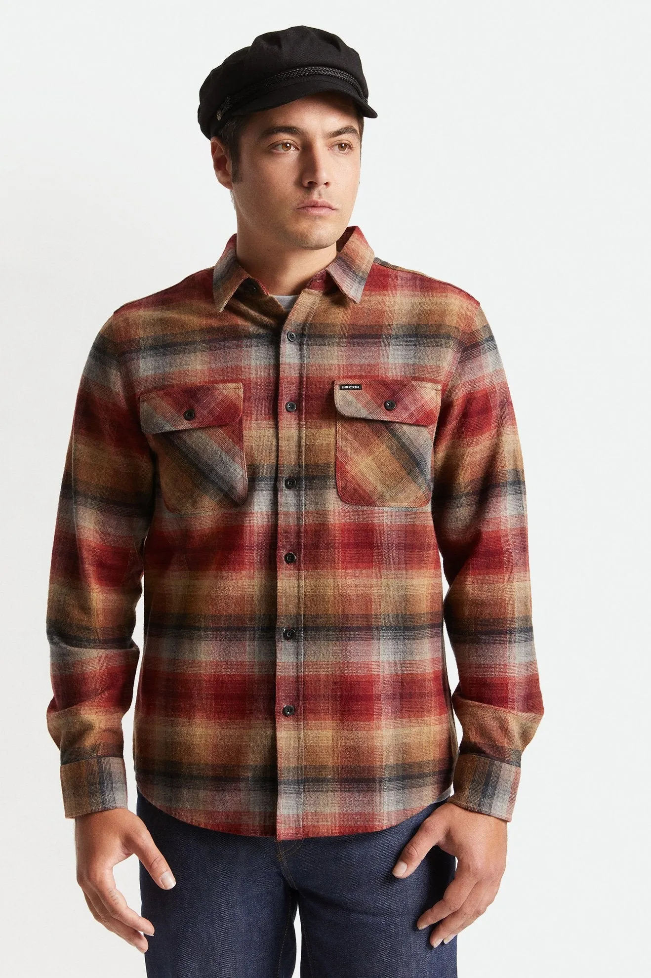 BRIXTON BOWERY FLANNEL DARK BRICK