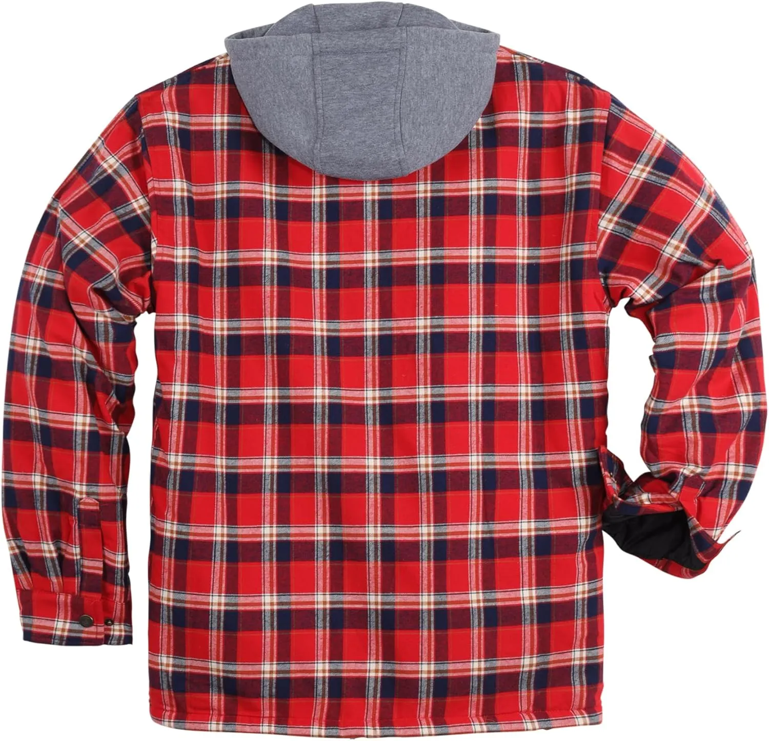 COEVALS CLUB Men's Flannel Jacket Sherpa Lined Quilted Cotton Snap Button Up Long Sleeve Shirts Hooded Coat
