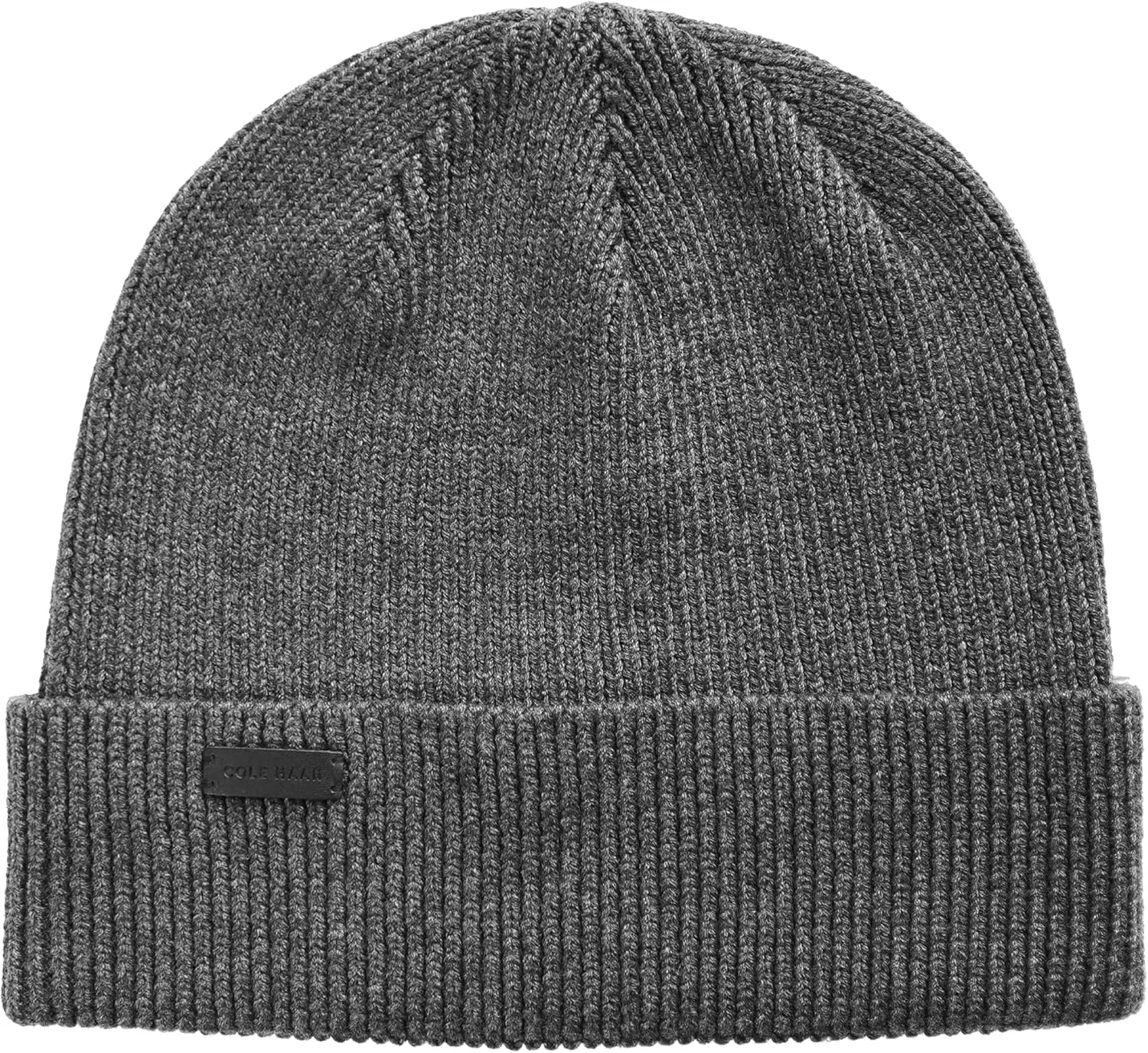 Cole Haan Heritage Rib Cuff Beanie Hat for Men, Warm Knit Wool Beanie with Classic Ribbed Design