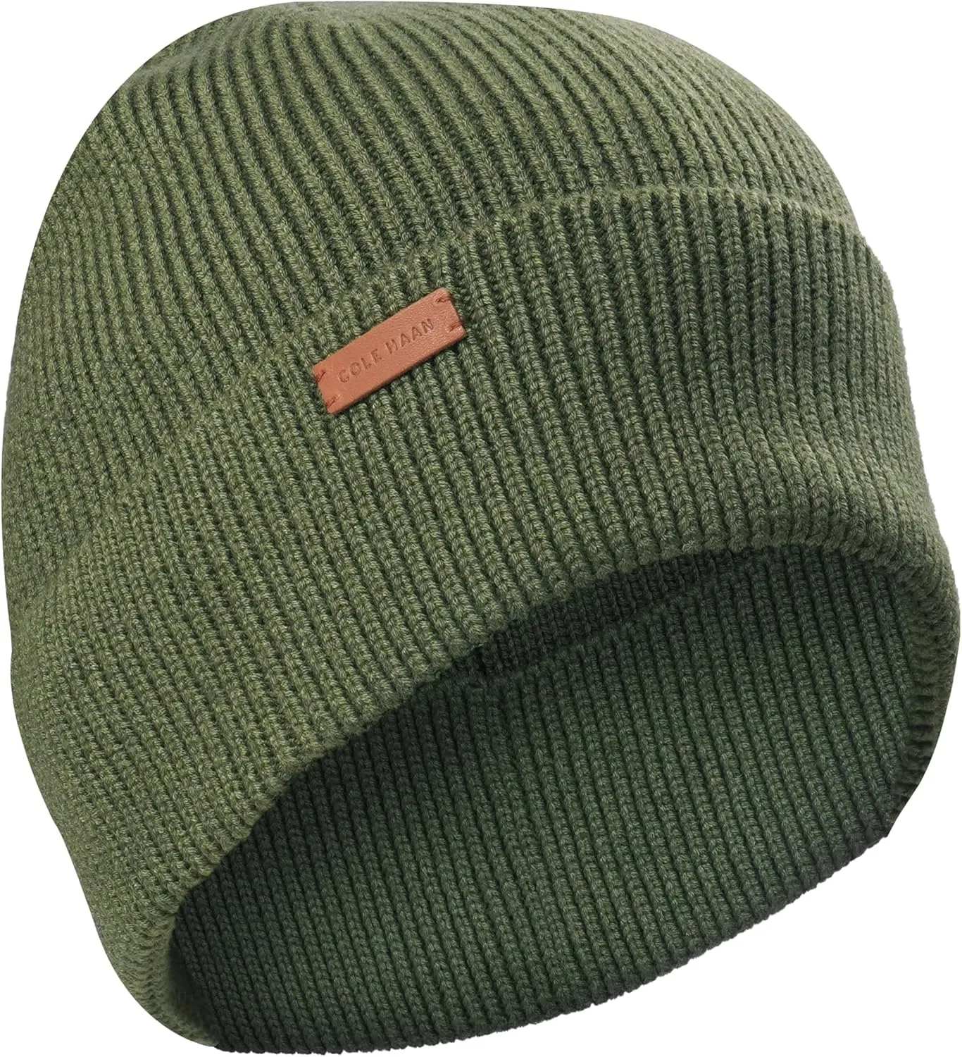 Cole Haan Heritage Rib Cuff Beanie Hat for Men, Warm Knit Wool Beanie with Classic Ribbed Design