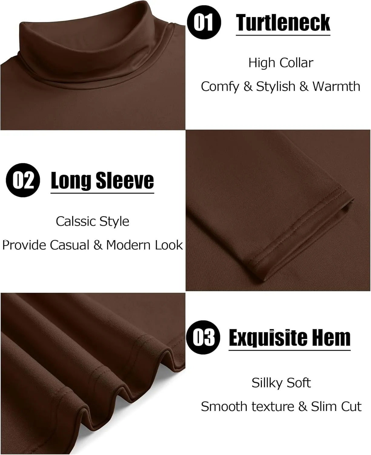 COOFANDY Men's Slim Fit Basic Turtleneck T-Shirt Long Sleeve Solid T Shirts Casual Knit Pullover Thermal Tops