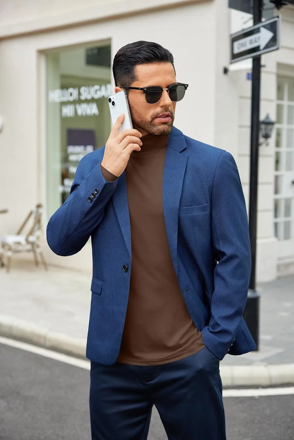 COOFANDY Men's Slim Fit Basic Turtleneck T-Shirt Long Sleeve Solid T Shirts Casual Knit Pullover Thermal Tops