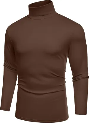 COOFANDY Men's Slim Fit Basic Turtleneck T-Shirt Long Sleeve Solid T Shirts Casual Knit Pullover Thermal Tops