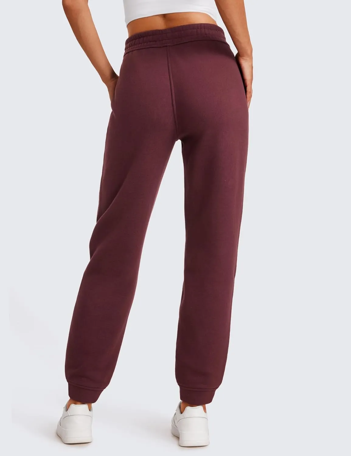 CRZ YOGA Cotton Fleece Lined Sweatpants Women High Waisted Warm Casual Lounge Jogger Pants with Pockets