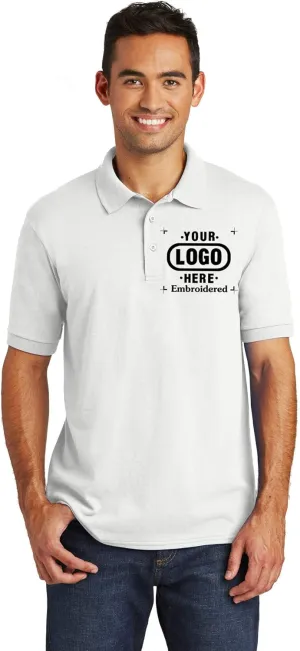 Custom Embroidered Polo Shirts with Your OWN Logo. Port N Company Core Blend Pique Polo