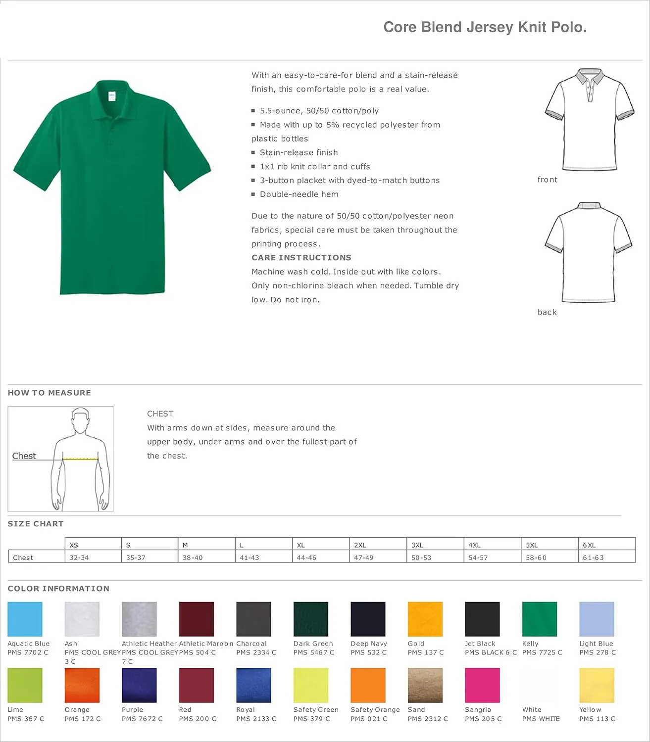 Custom Embroidered Polo Shirts with Your OWN Logo. Port N Company Core Blend Pique Polo