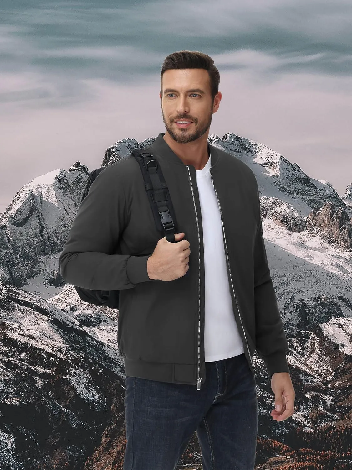 EKLENTSON Men's Bomber Jackets Fleece Lined Winter Flight Jacket Water Resistant Windproof Windbreaker Zip Up