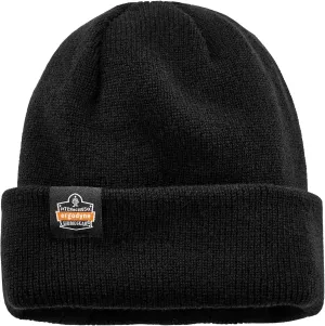 Ergodyne N-Ferno 6811Z Rib Knit Hat with Zippered Pocket for Bump Cap Insert,Hat only, Black,3 months