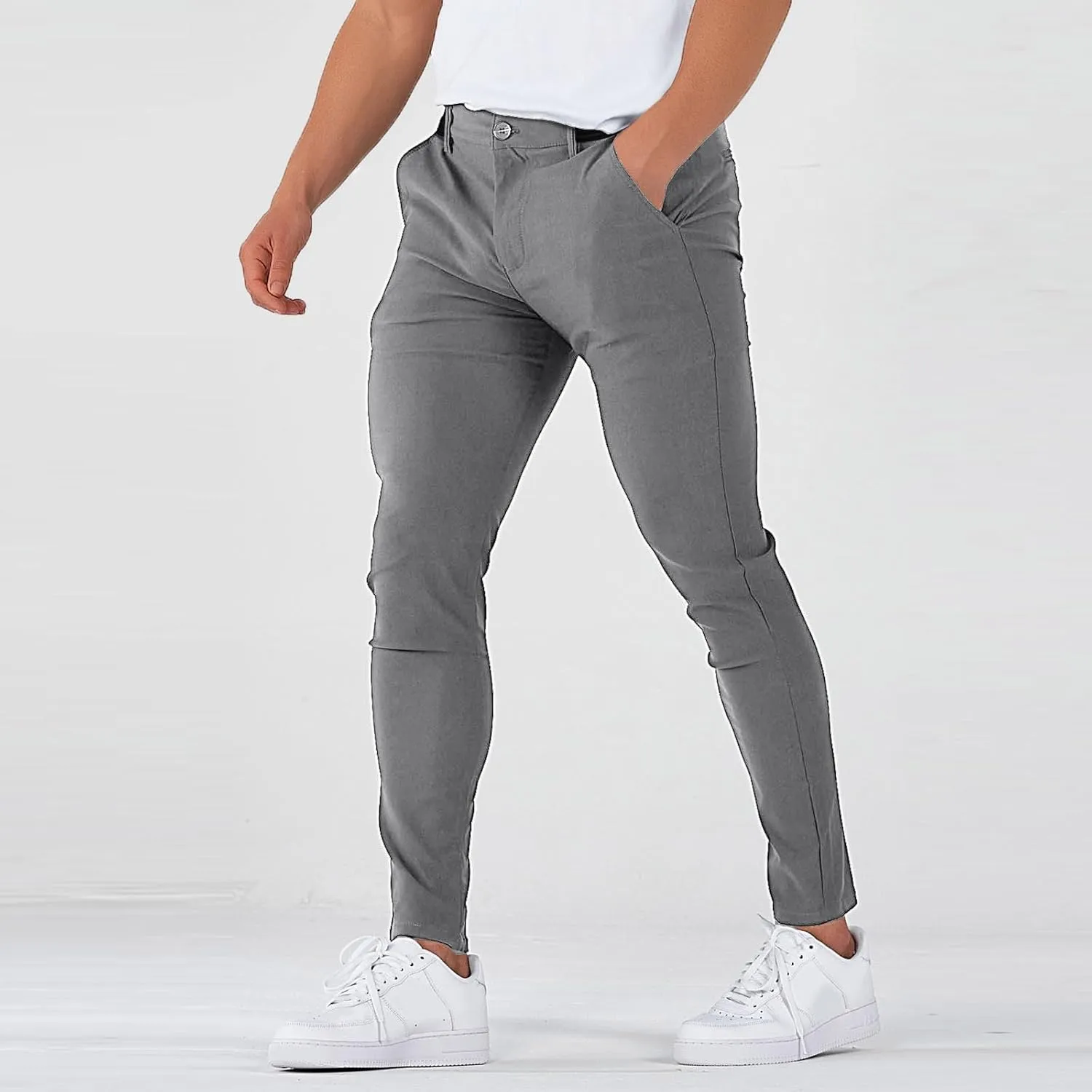 Golf Joggers Pants Men Petite Stretchy Slim Fit Dress Pants Quick Dry Elastic Waist Pull On Work Pants with Pockets