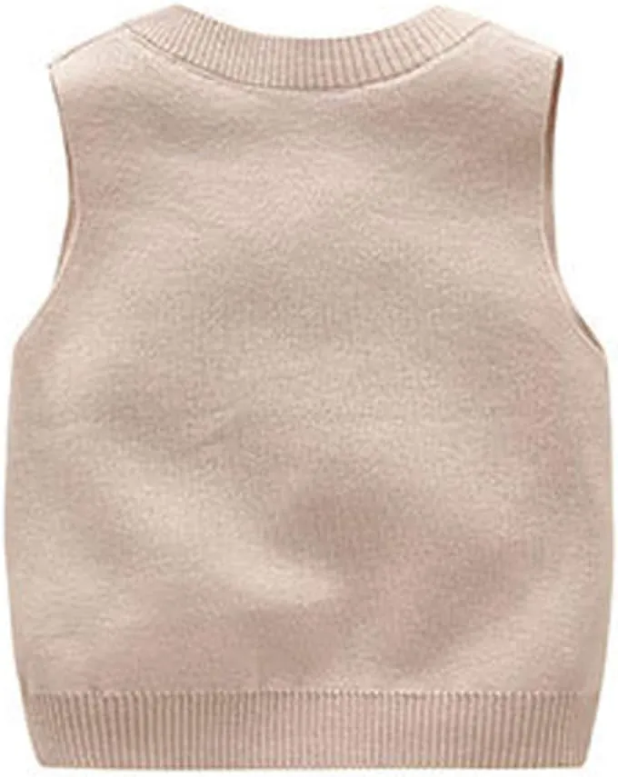 Happy Cherry Baby Boys Vest Thermal Warm Cotton Breathable Knit Sleeveless Sweater