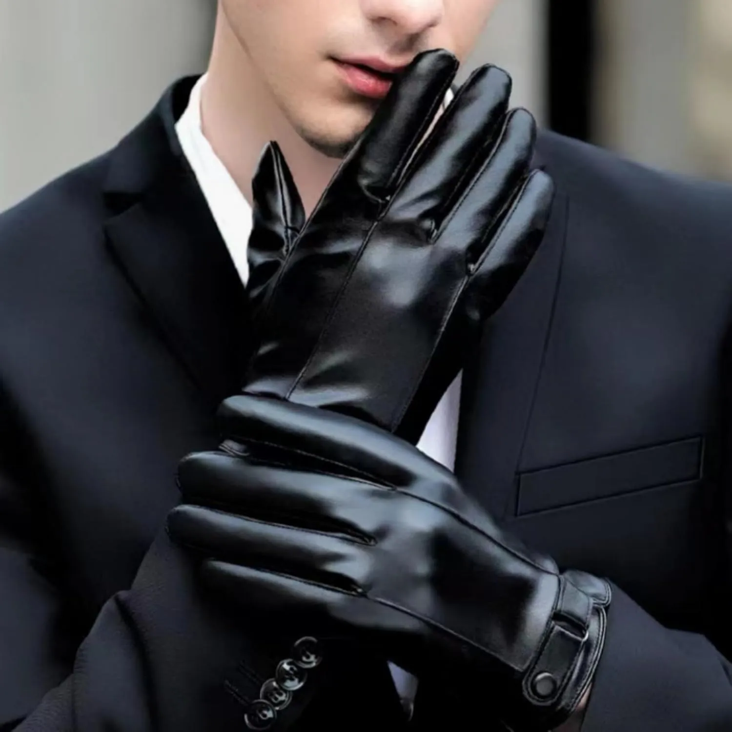 Leather Gloves for Men,Winter Warm Touch Screen Motor Gloves,Soft Cashmere Lining-Christmas, Valentine's Day Present