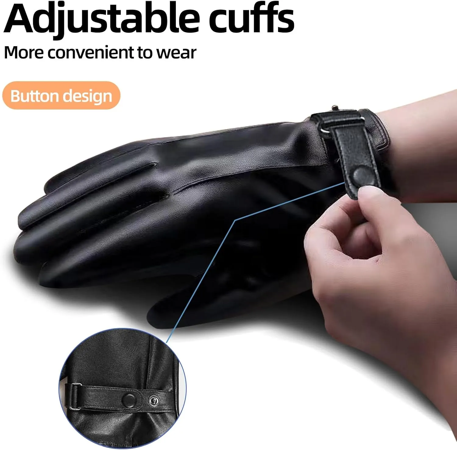 Leather Gloves for Men,Winter Warm Touch Screen Motor Gloves,Soft Cashmere Lining-Christmas, Valentine's Day Present
