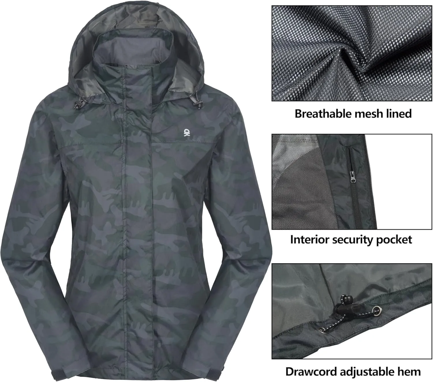 Little Donkey Andy Womens Waterproof Rain Jacket Lightweight Outdoor Windbreaker Rain Coat Shell for Hiking, Travel