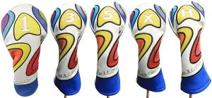 Majek Retro Headcovers Psychedelic Colorful Groovy Custom Design Vintage Leather Style