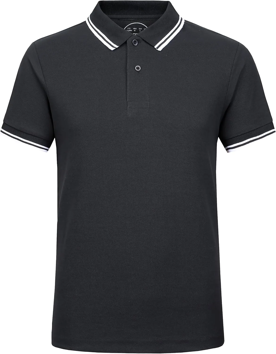 Men's Cotton Casual Polo Shirt Short Sleeve Striped Solid Golf Polo Shirts for Men Classic Pique Relaxed-Fit
