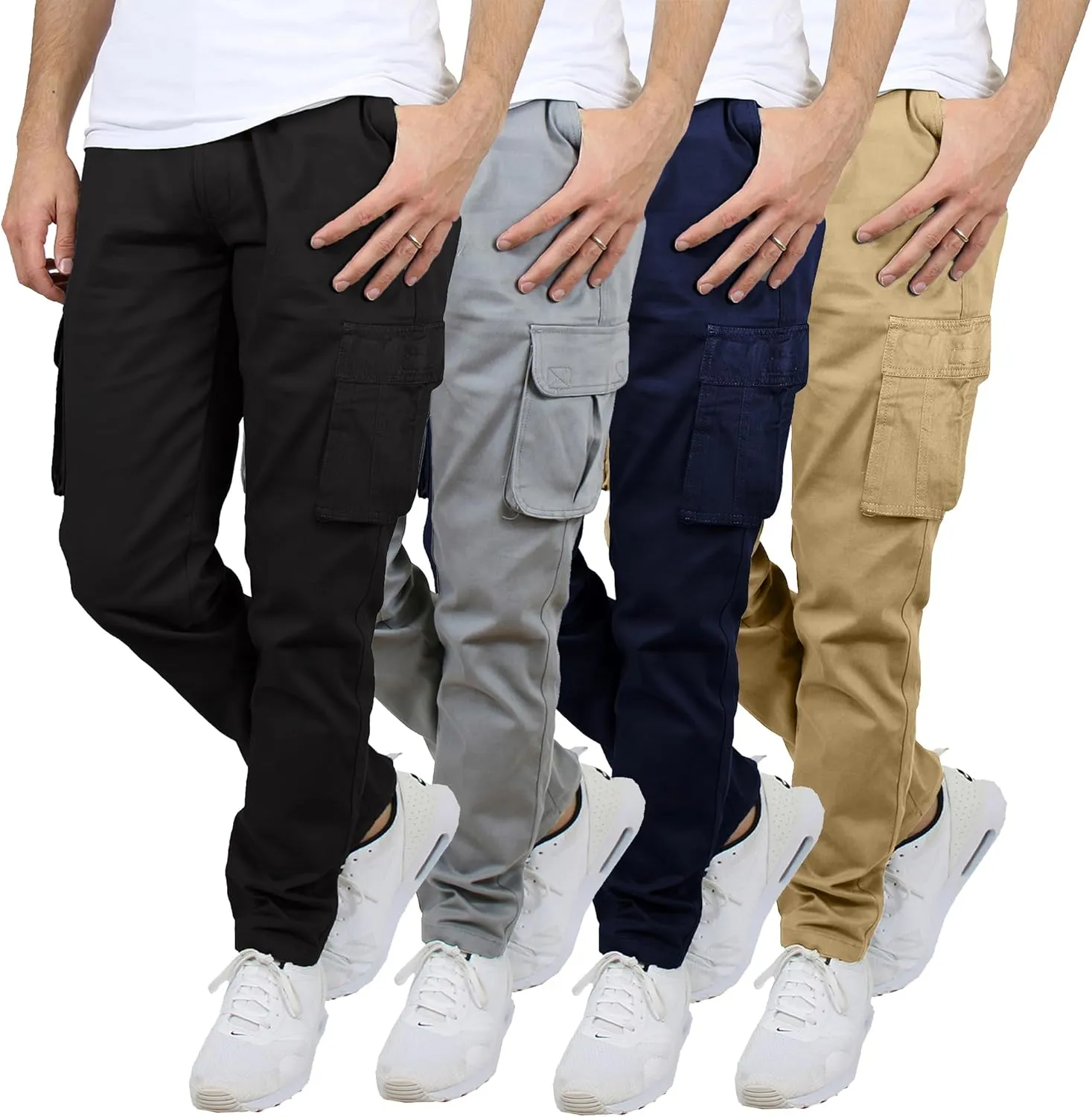 Men's Flex-Stretch Cotton Cargo Pants, 31-Inch Inseam - Comfortable and Durable