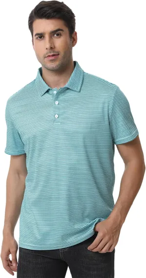 Men's Polyester Pique Polo Shirts Summer Casual Printed Short Sleeve Golf Polo Shirts