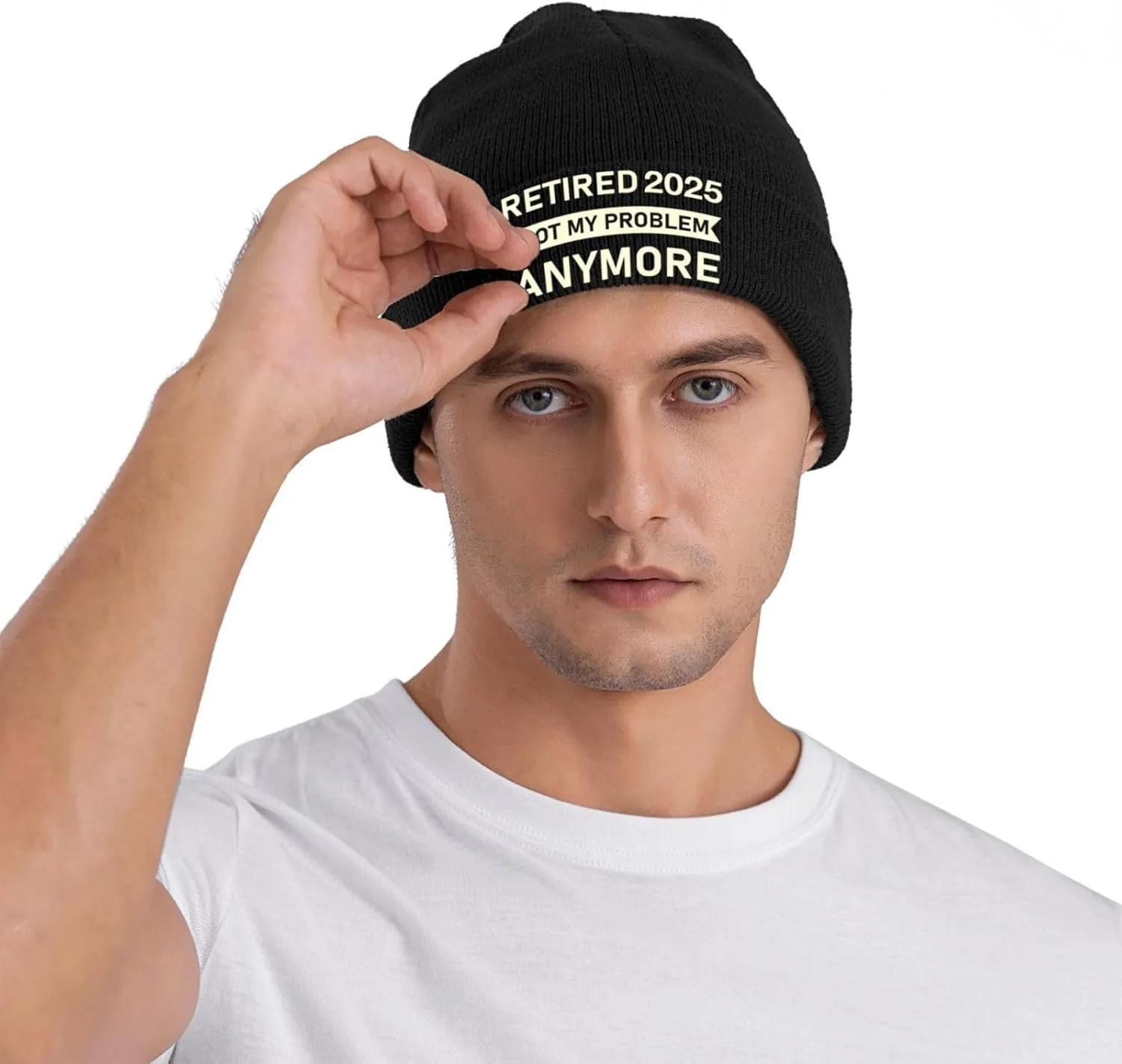 Retired 2025 Not My Problem Anymore - Retirement Funny Winter Beanie Hats Women Men Beanie Knit Soft Warm Cuffed Hat