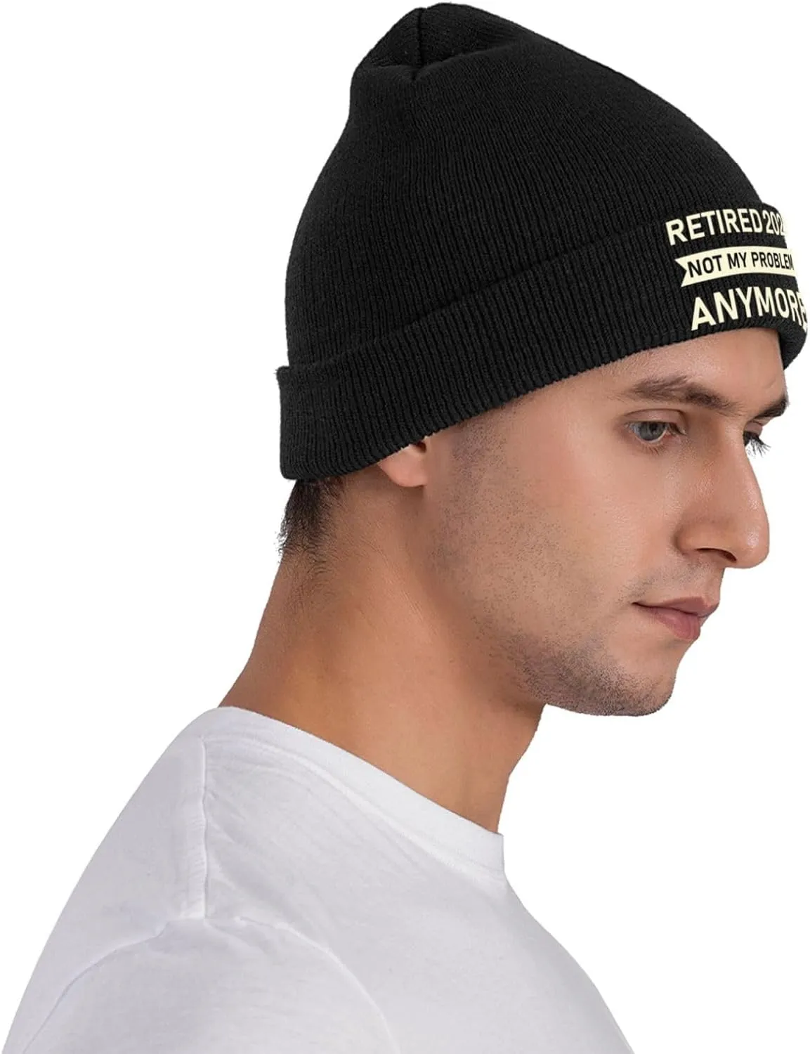 Retired 2025 Not My Problem Anymore - Retirement Funny Winter Beanie Hats Women Men Beanie Knit Soft Warm Cuffed Hat