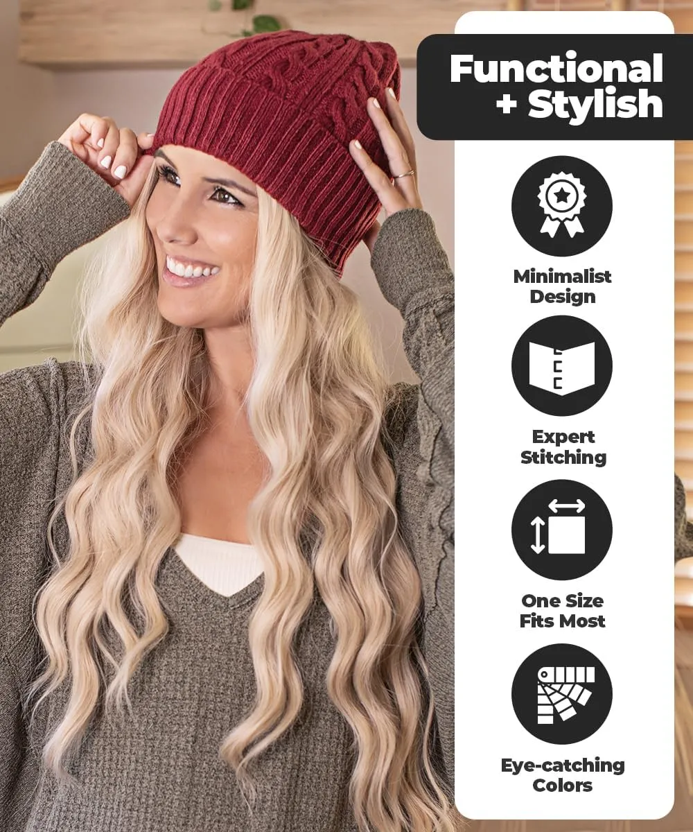 Revony Cable Knit Beanie for Women & Men - Warm, Soft, with a Delicious Cashmere Feel