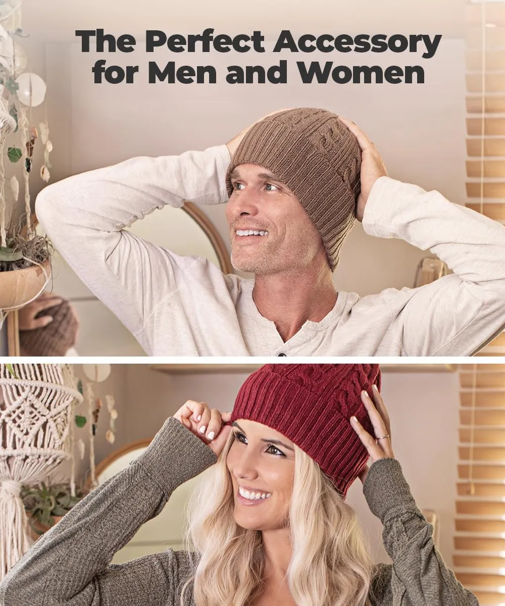 Revony Cable Knit Beanie for Women & Men - Warm, Soft, with a Delicious Cashmere Feel