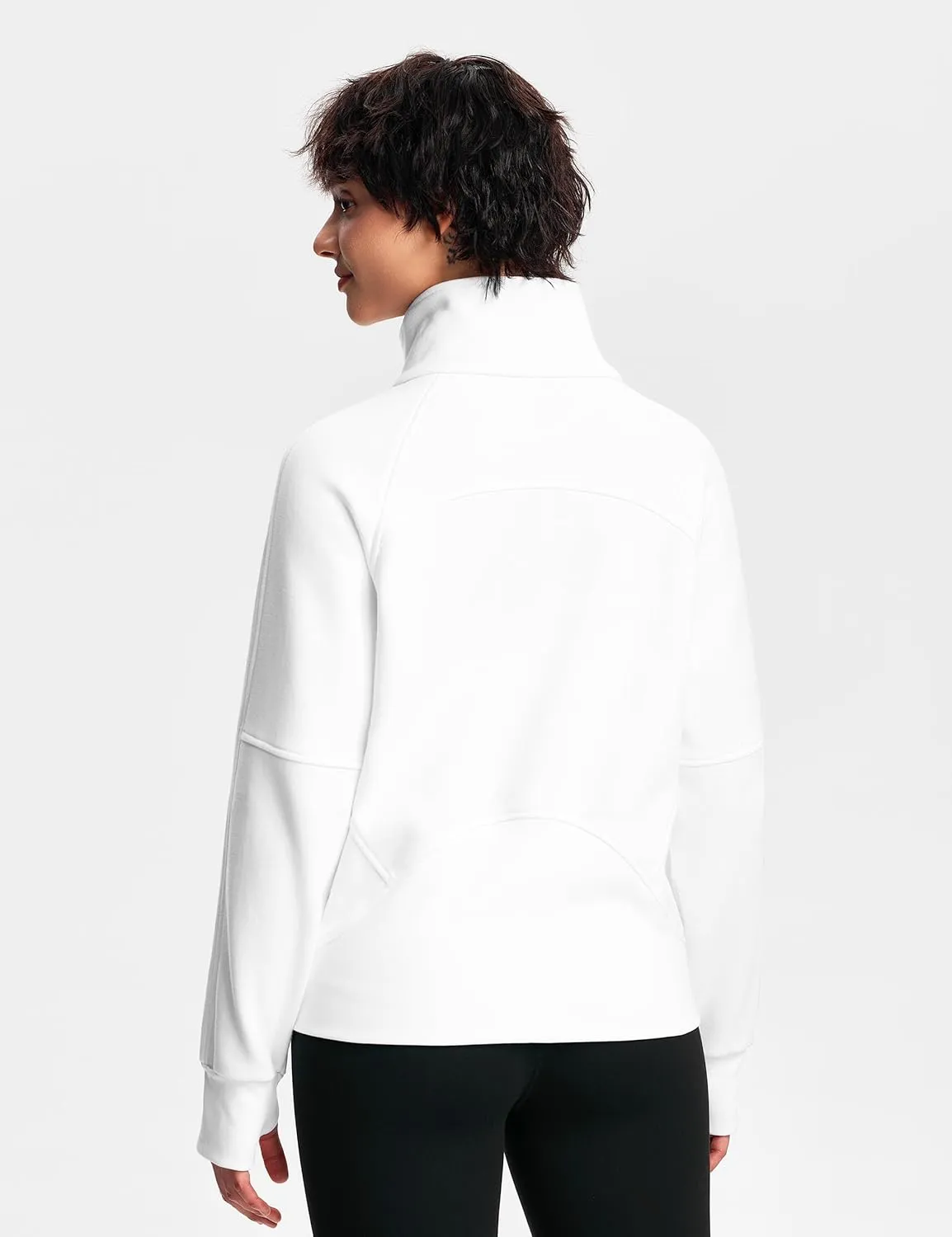 Womens Fleece Lined Half Zip Pullover Cotton Winter Warm Scuba Sweatshirt for Women with Thumbhole Pocket